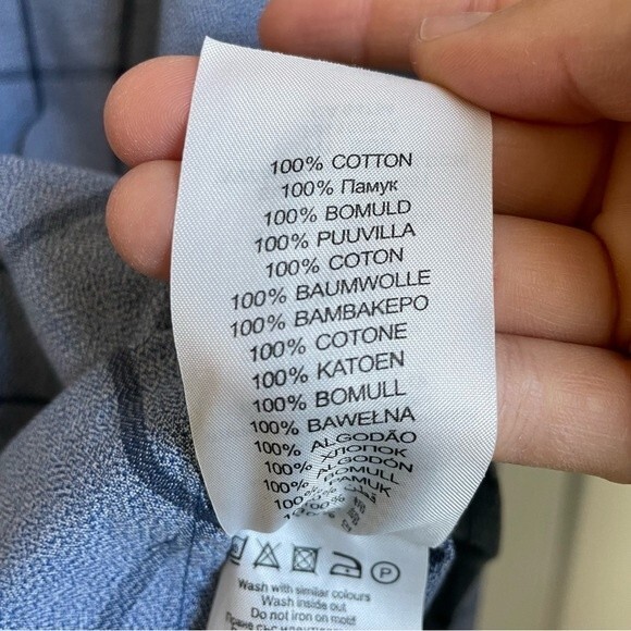 Ben Sherman plaid button down shirt long sleeve blue checkered print - Picture 5 of 8